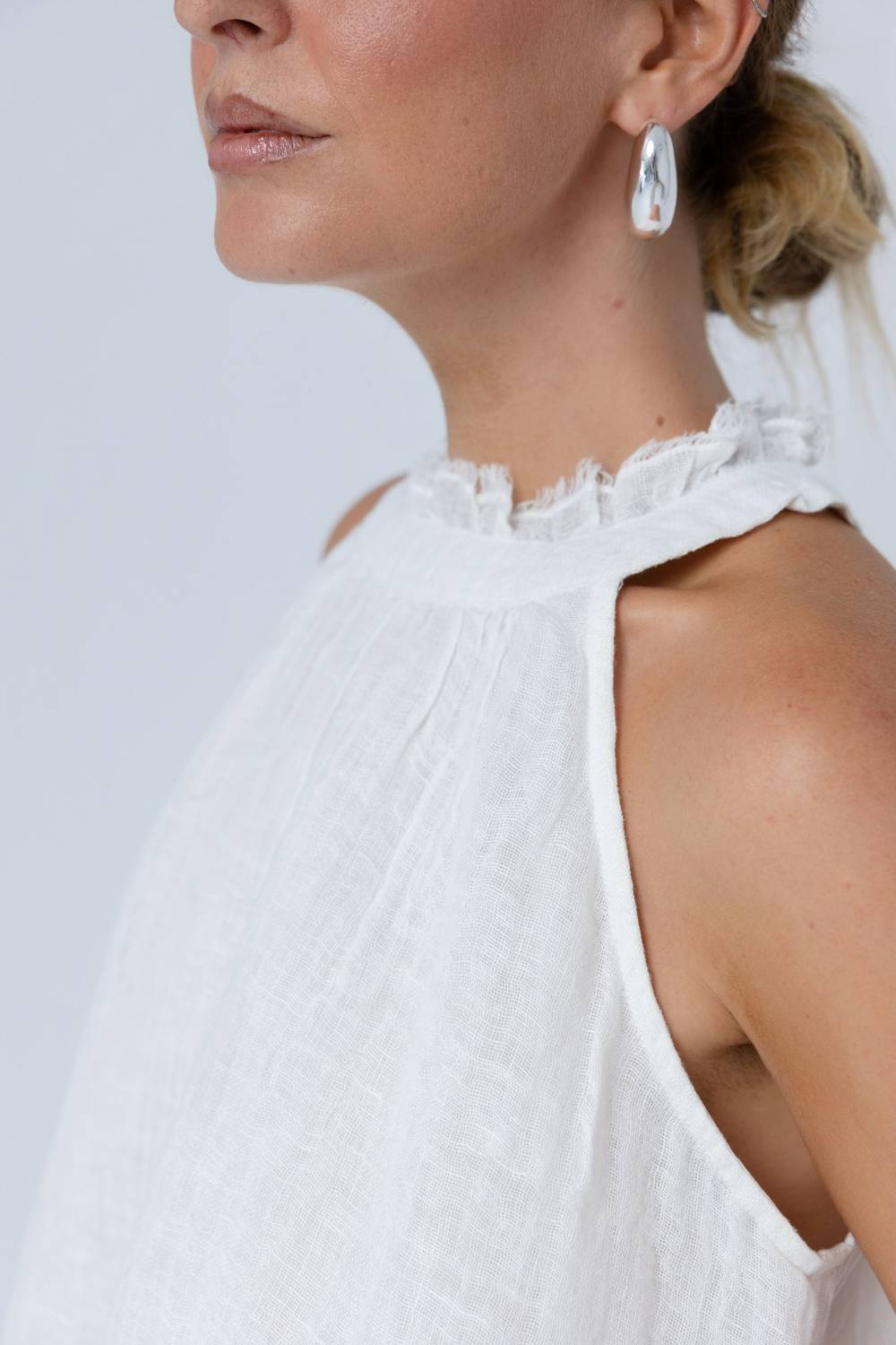 Ava Linen Top - Off White