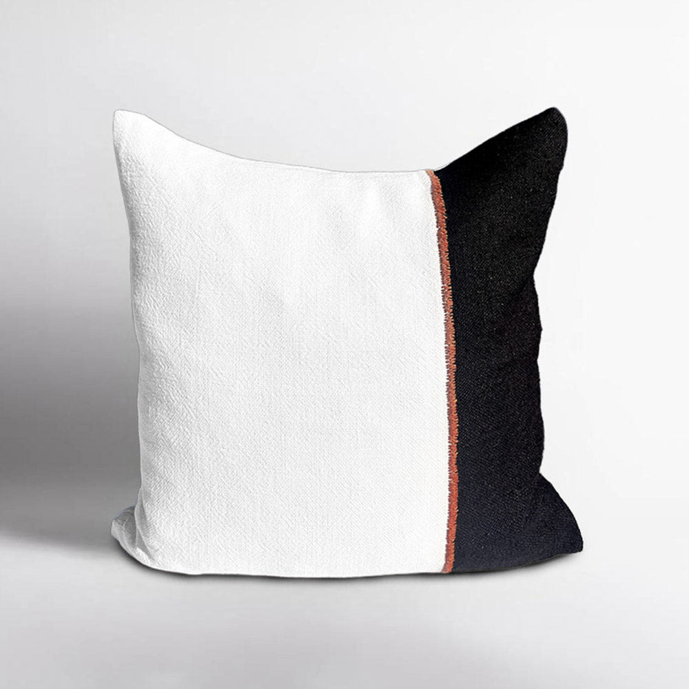 Bella Linen Cushion - Off White/Black/Nutmeg