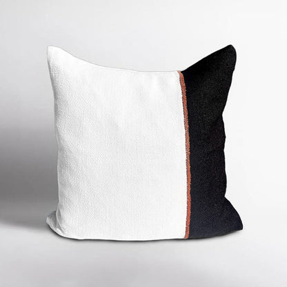 Bella Linen Cushion - Off White/Black/Nutmeg