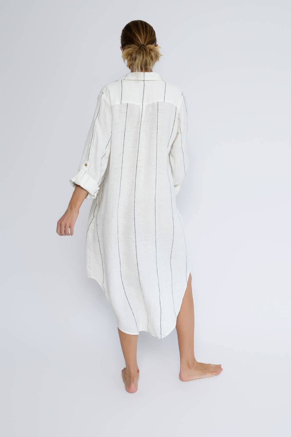 Carter Fundamental Linen Shirt Dress - Off White w&
