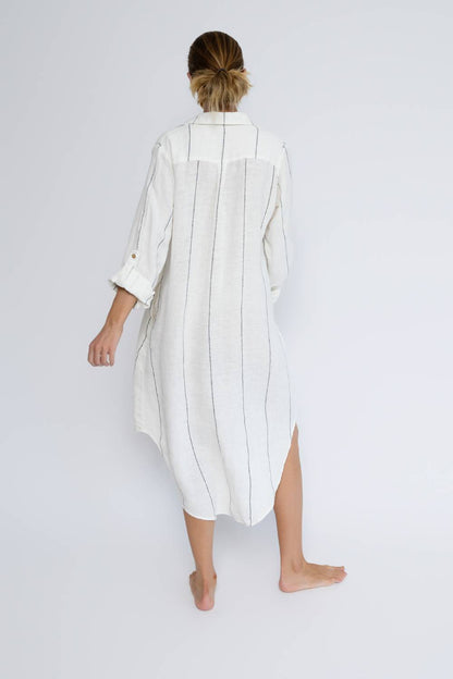 Carter Fundamental Linen Shirt Dress - Off White w&