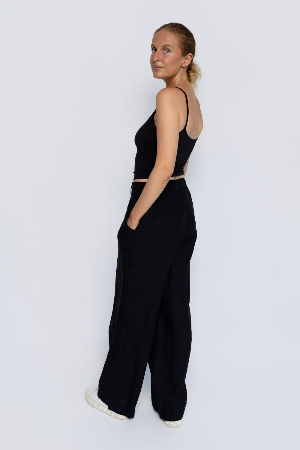 Tailored Linen Pants - Black