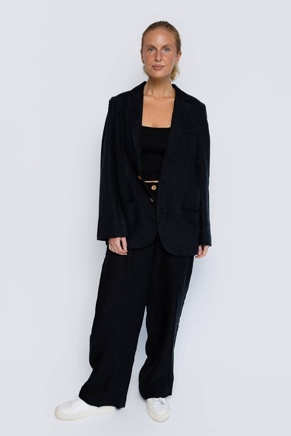 Classic Linen Blazer - Black
