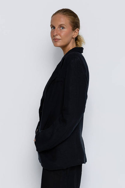 Classic Linen Blazer - Black