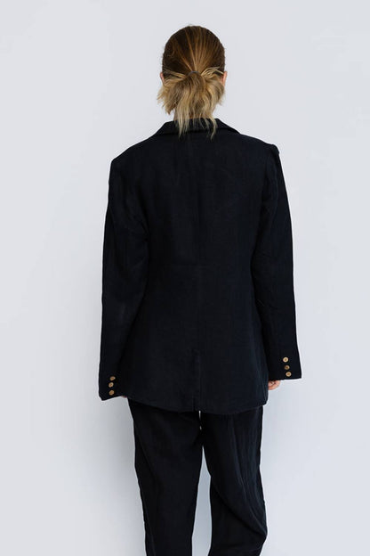 Classic Linen Blazer - Black