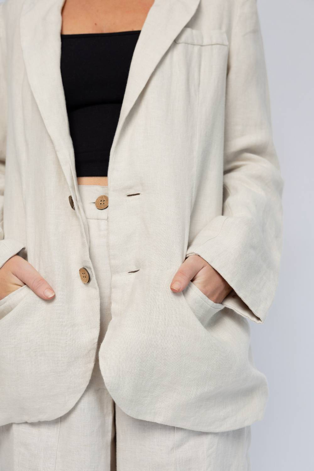 Classic Linen Blazer - Natural