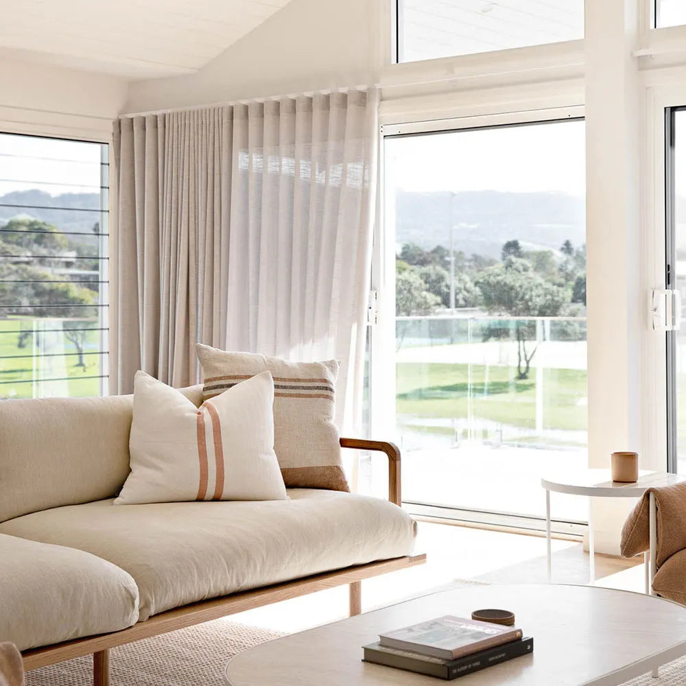 gerringong home styled with striped cushions in living room