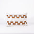Decorative pillow with 2 lines of brown geometric pattern on a white background