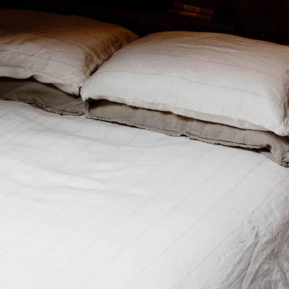 Carter French Linen Pillowcase Set - Off White w&