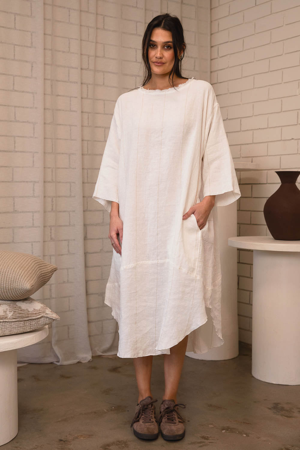 The Carter Malle Linen Dress - Off White w&