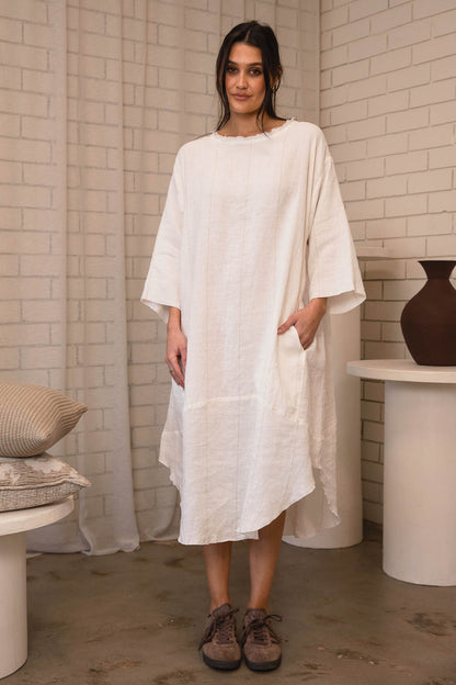 The Carter Malle Linen Dress - Off White w&
