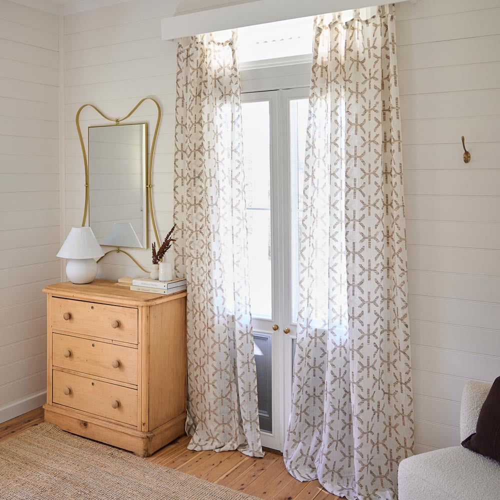 Eros Linen Curtain - Off White/Nutmeg