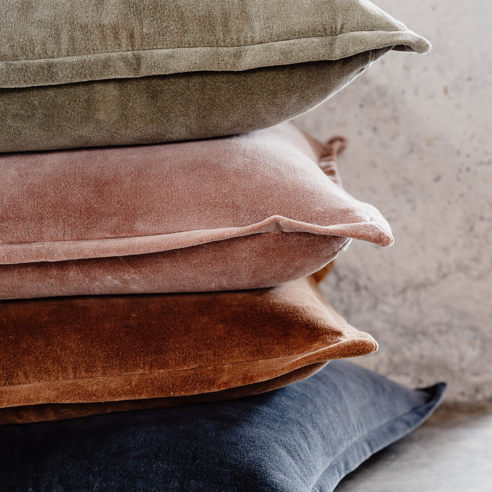 Evelyn Velvet Cushion - Clay