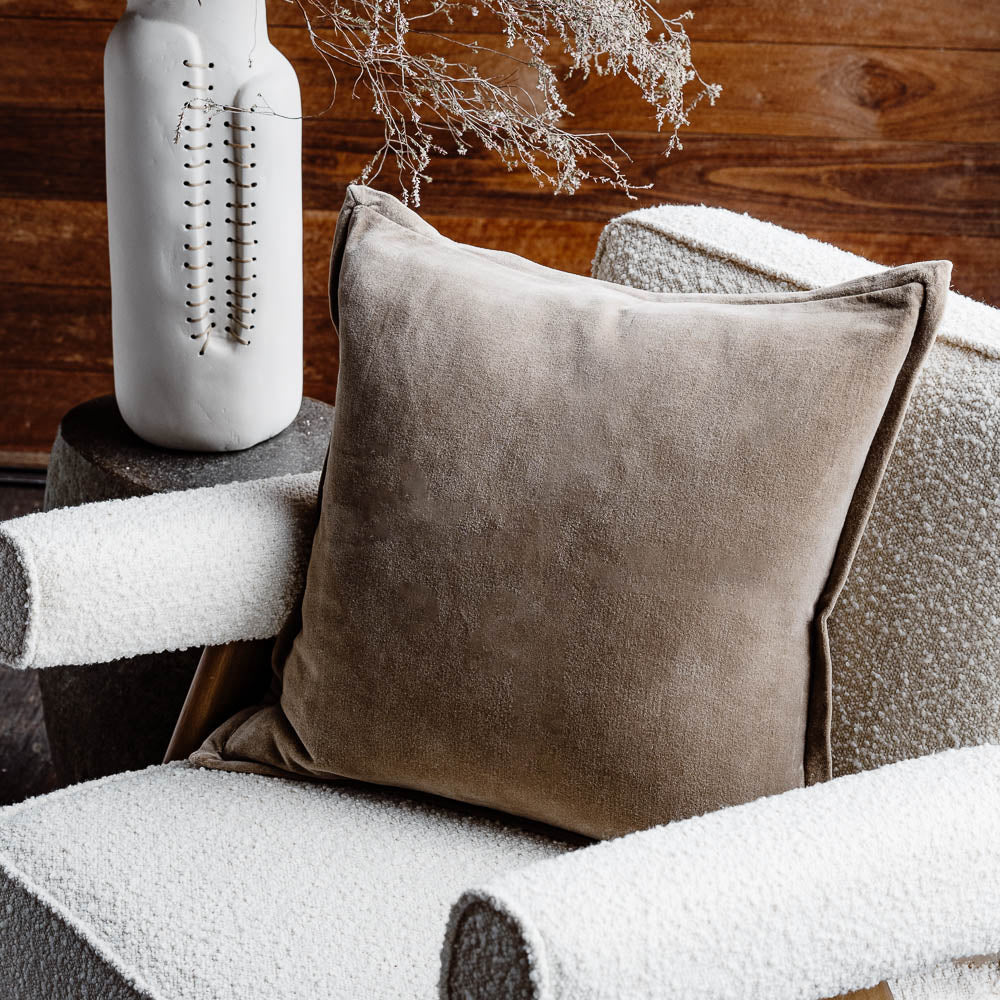 Evelyn Velvet Cushion - Natural