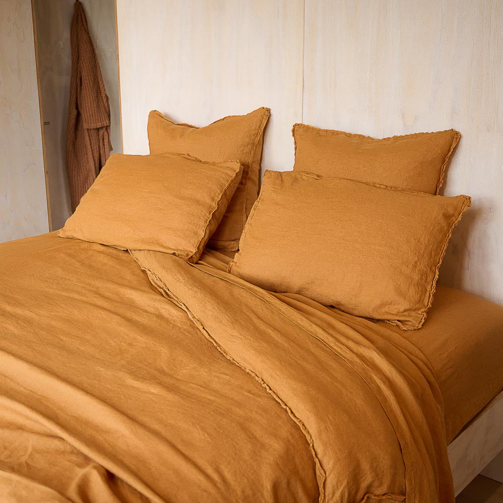French Linen Pillowcase Set - Ochre