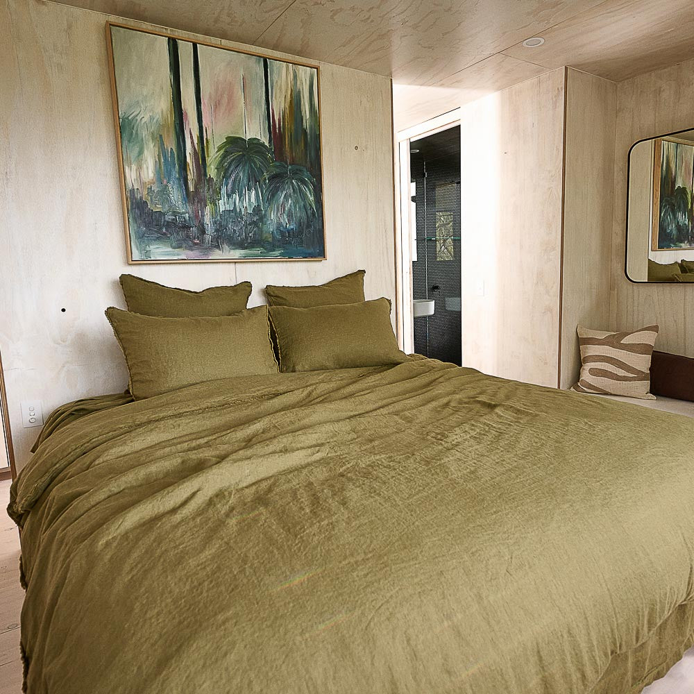 French Linen Duvet Cover - Olive