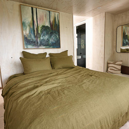 French Linen Duvet Cover - Olive