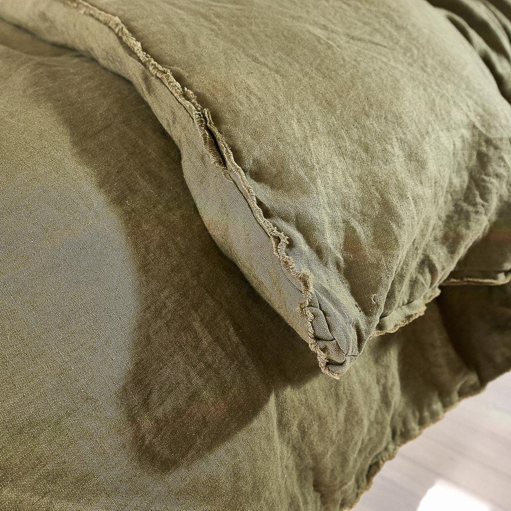 French Linen Duvet Cover - Olive