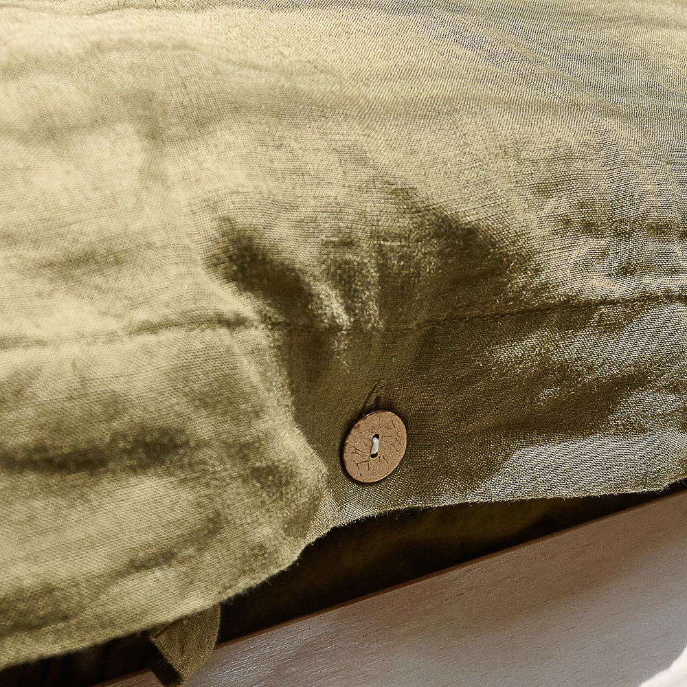 French Linen Duvet Cover - Olive