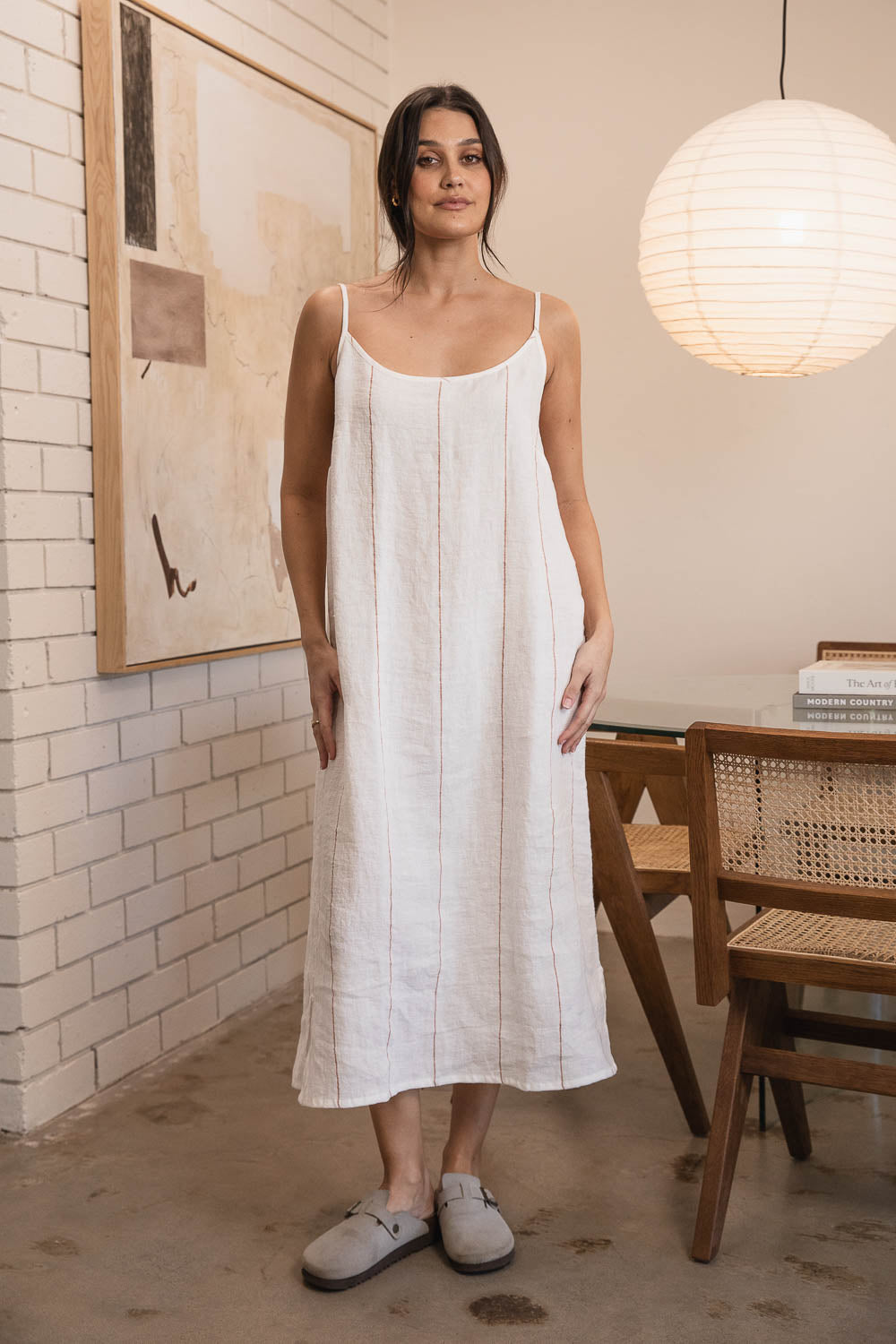 Carter Fundamental Linen Midi - Off White w&