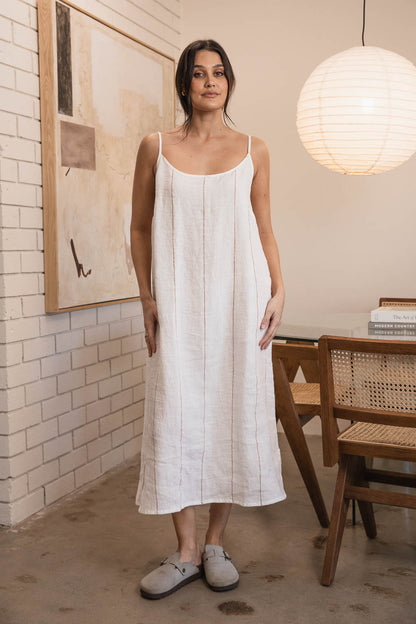 Carter Fundamental Linen Midi - Off White w&