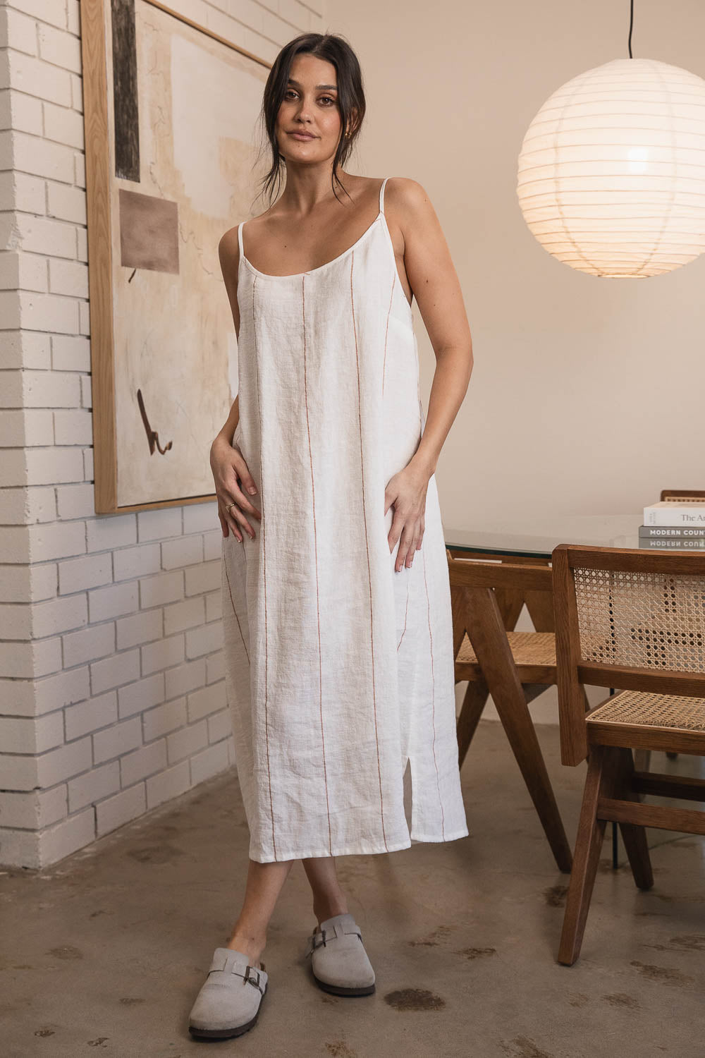 Carter Fundamental Linen Midi - Off White w&