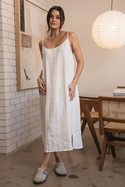Carter Fundamental Linen Midi - Off White w&