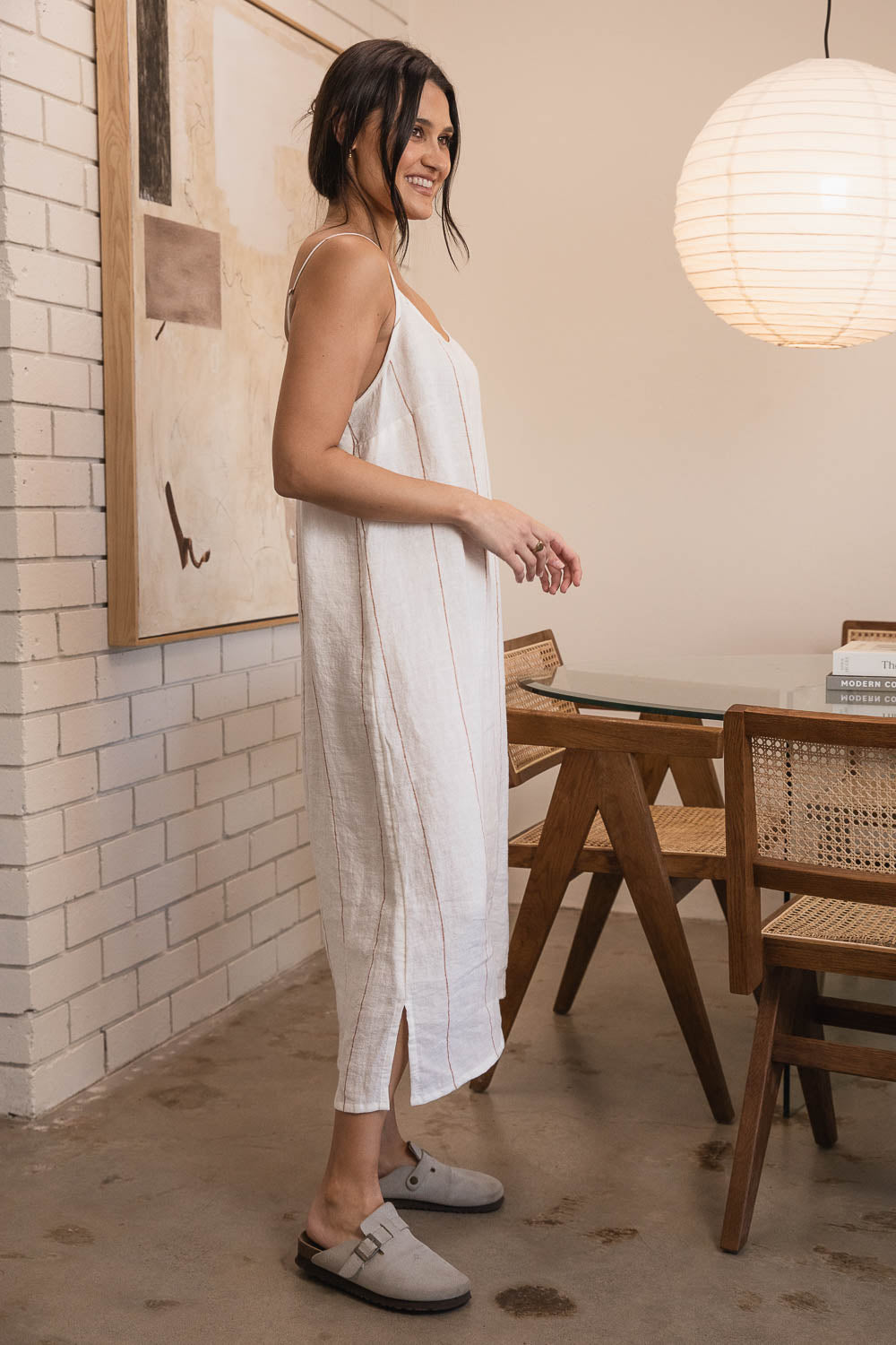 Carter Fundamental Linen Midi - Off White w&