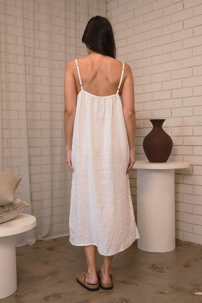 Carter Fundamental Linen Midi - Off White w&