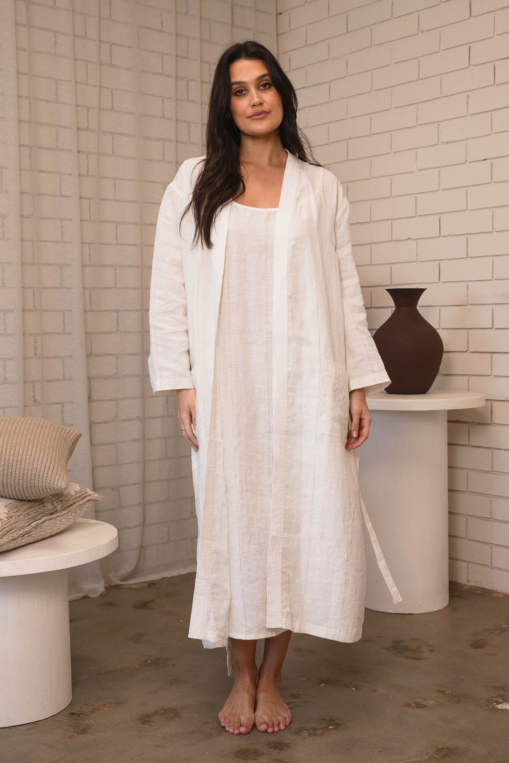 Carter Fundamental Linen Midi - Off White w&