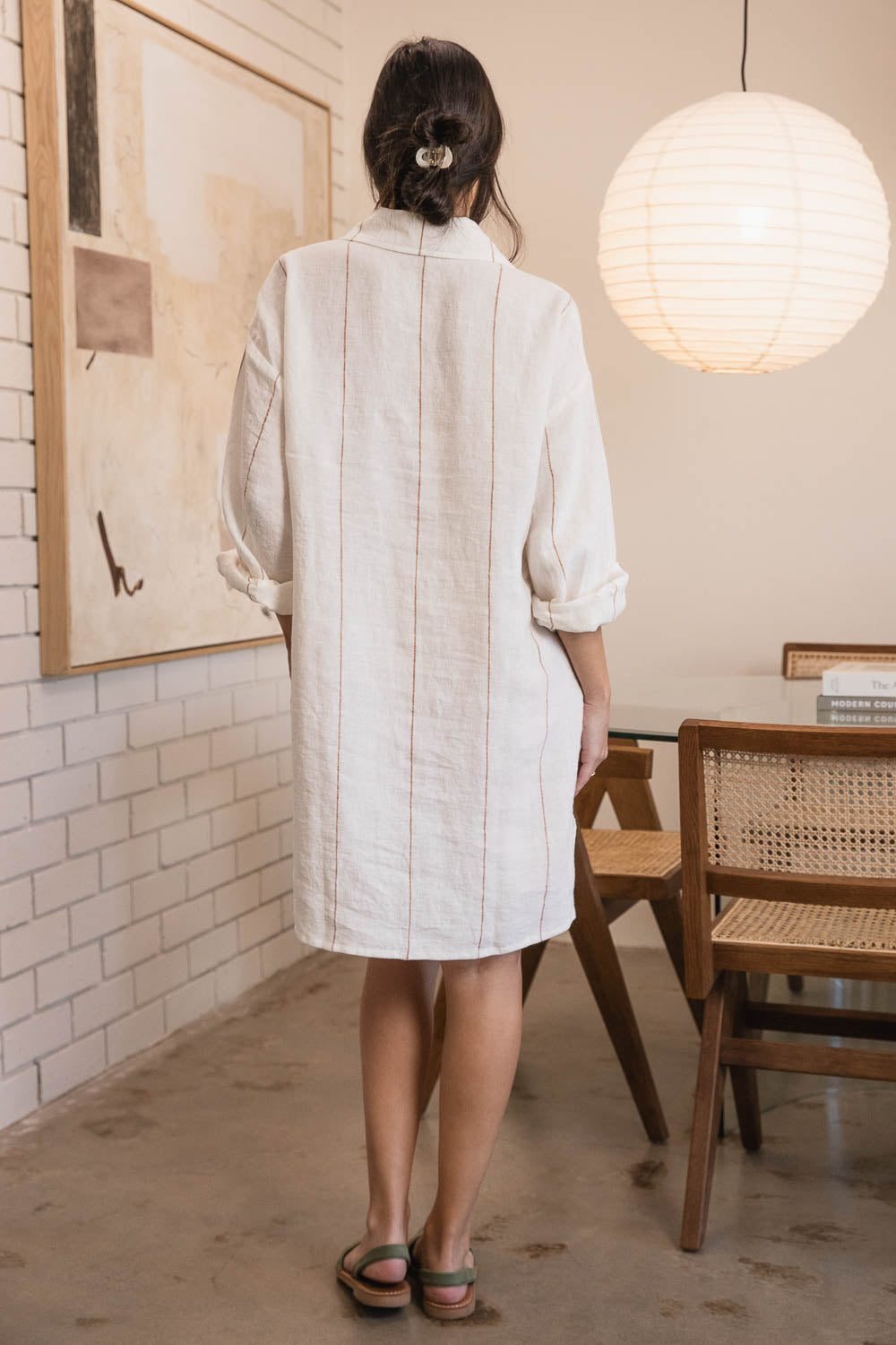 Carter Fundamental Linen Shift Dress - Off White w&