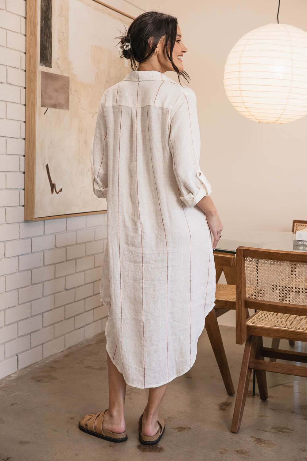 Carter Fundamental Linen Shirt Dress - Off White w&