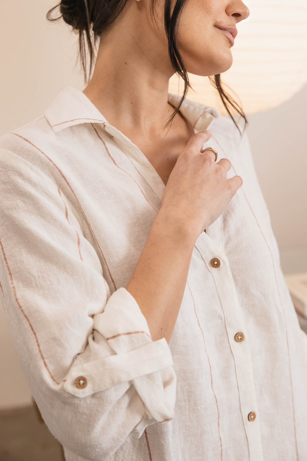 Carter Fundamental Linen Shirt Dress - Off White w&