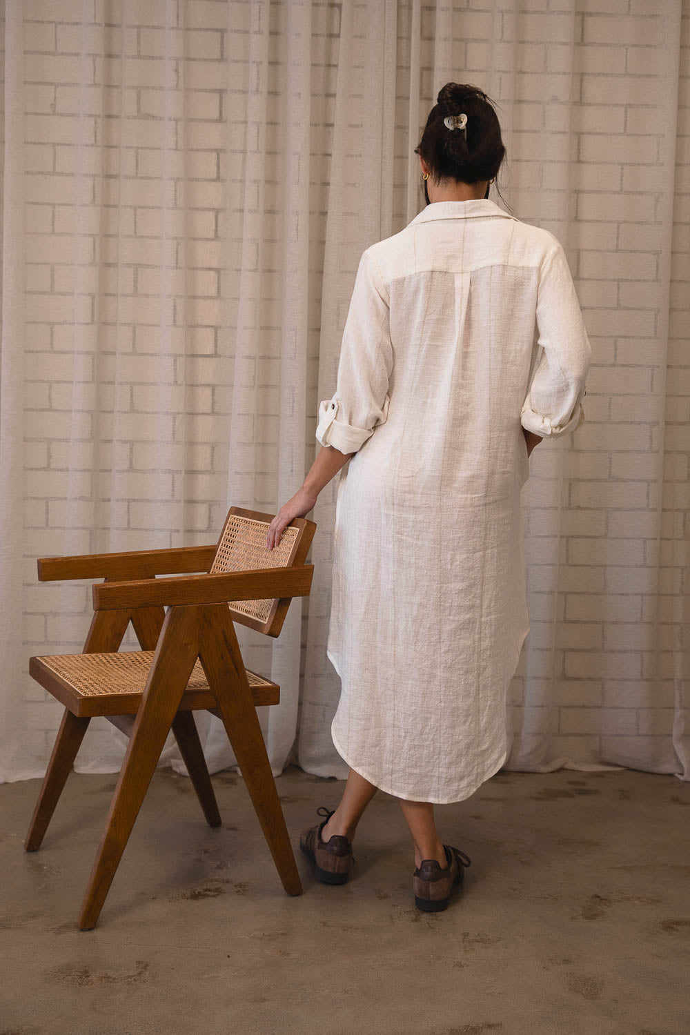 Carter Fundamental Linen Shirt Dress - Off White w&