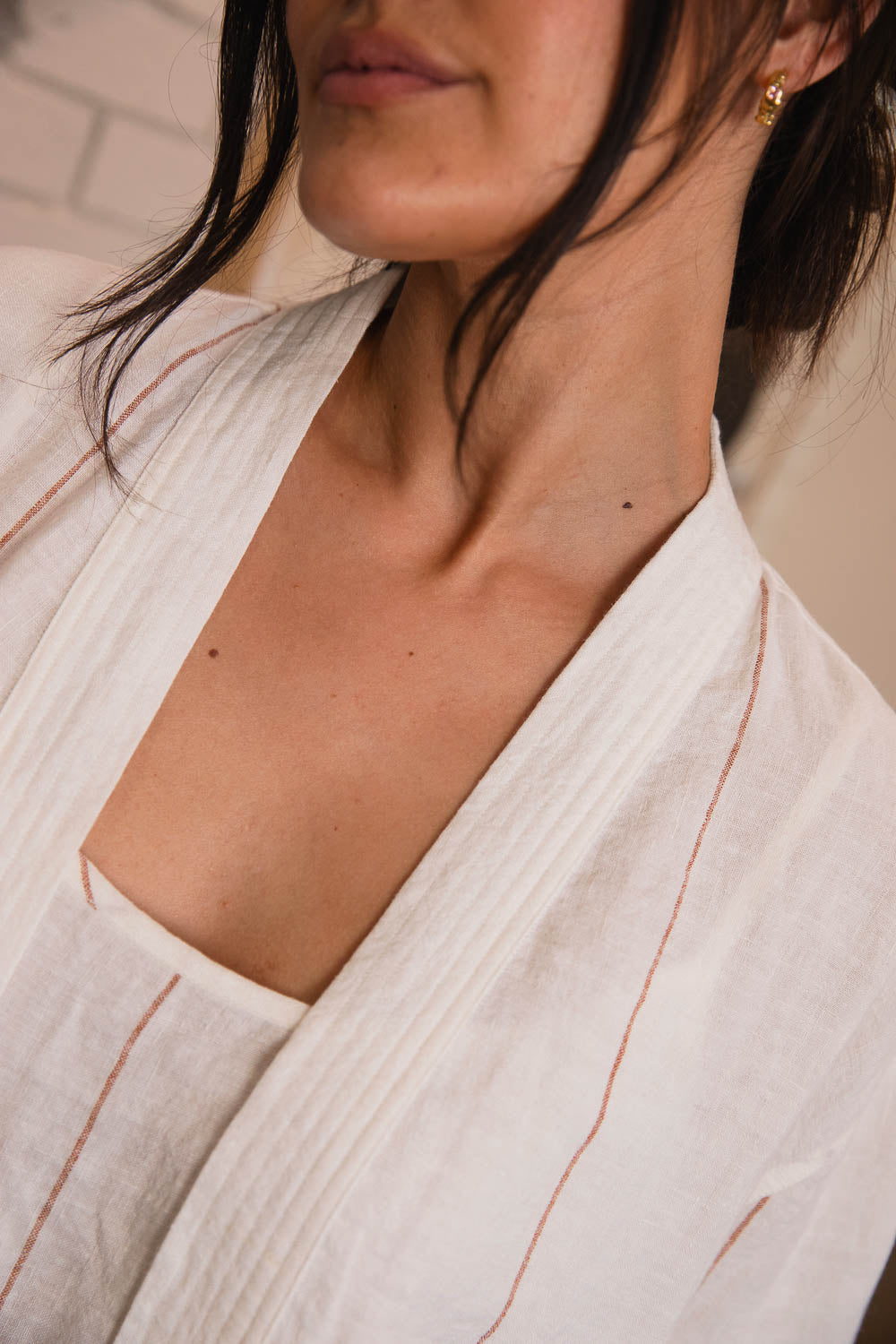 Carter Fundamental Linen Robe - Off White w&