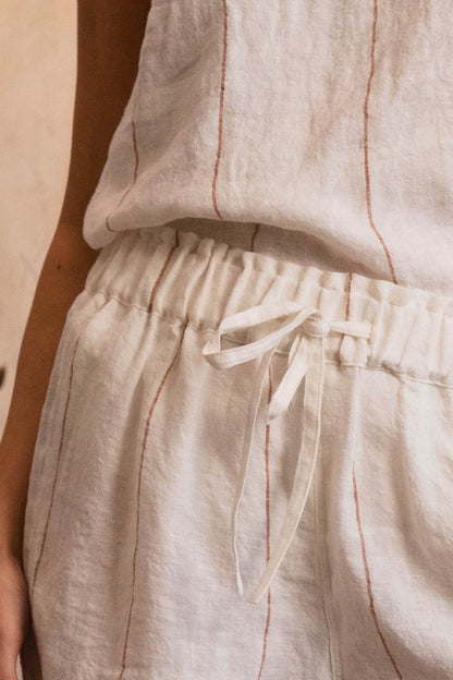 Carter Fundamental Linen Shorts - Off White w&