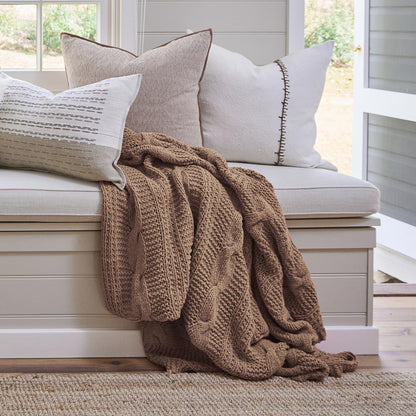 Heirloom Hand Knitted Throw - Clay