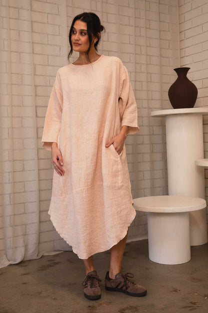 The Malle Linen Dress - Blush