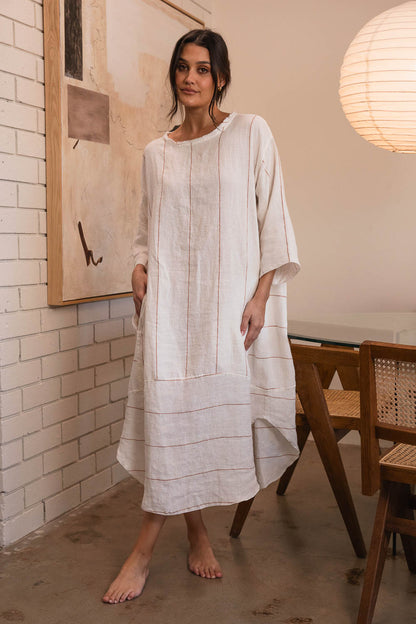 The Carter Malle Linen Dress - Off White w&