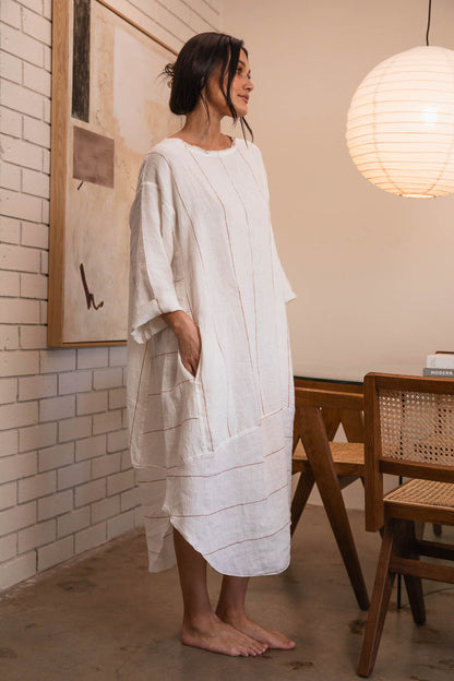 The Carter Malle Linen Dress - Off White w&