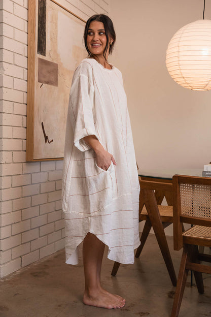 The Carter Malle Linen Dress - Off White w&
