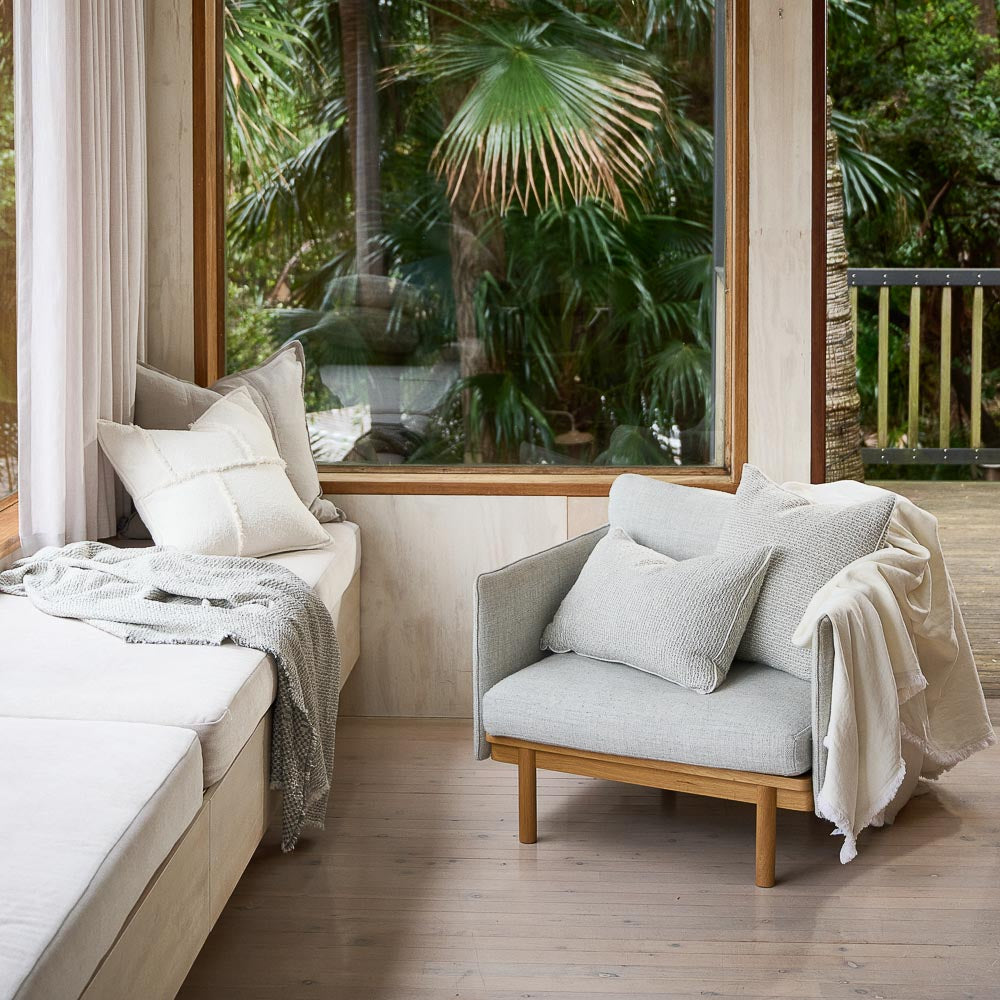 Angler Cushion - Soft Blue/Off White