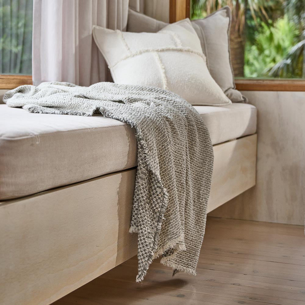 Angler Reversible Throw - Soft Blue/Off White