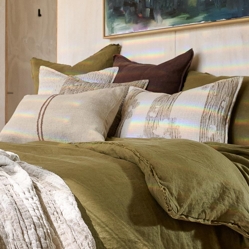 French Linen Duvet Cover - Olive