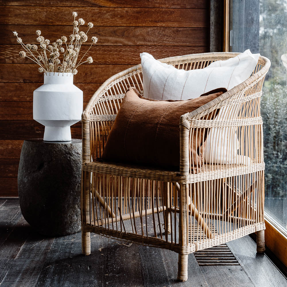 Carter Linen Cushion - Off White w&