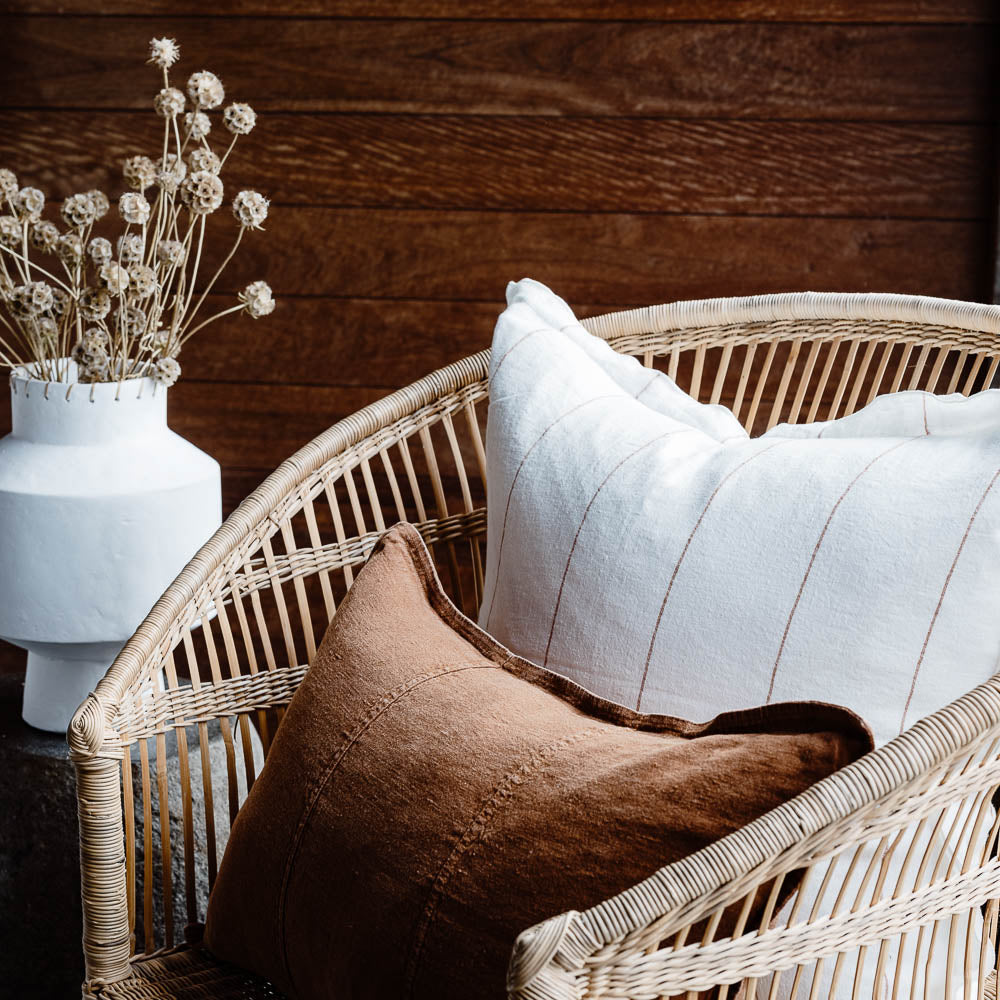 Carter Linen Cushion - Off White w&