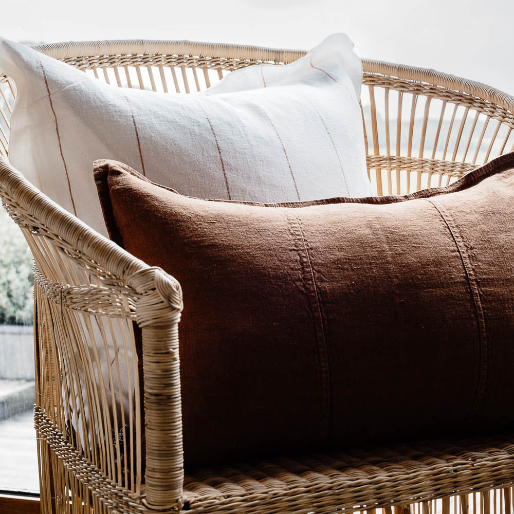 Carter Linen Cushion - Off White w&