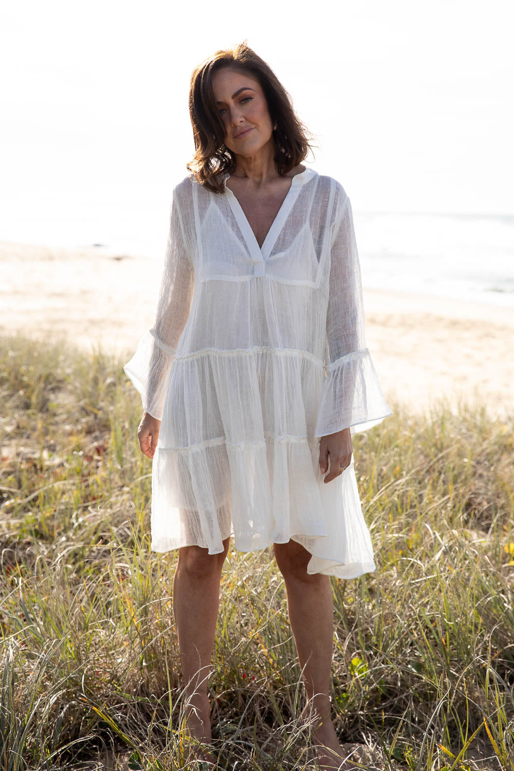 linen dresses australia Papavero Linen Maxi Dress in Slate by Free Angel - Kindred Spirit