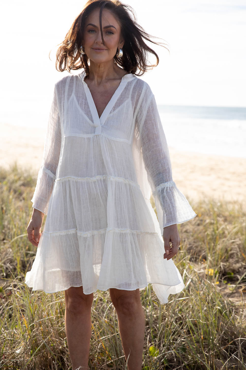 Como Linen Dress - Off White Eadie Lifestyle Como Linen Dress - Off White Eadie Lifestyle