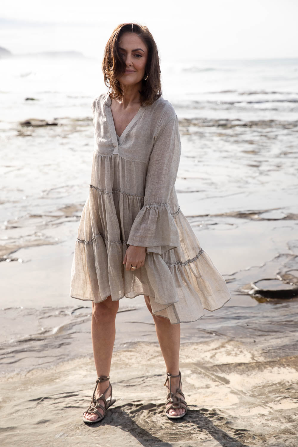 Como Linen Dress - Natural Eadie Lifestyle Como Linen Dress - Natural Eadie Lifestyle